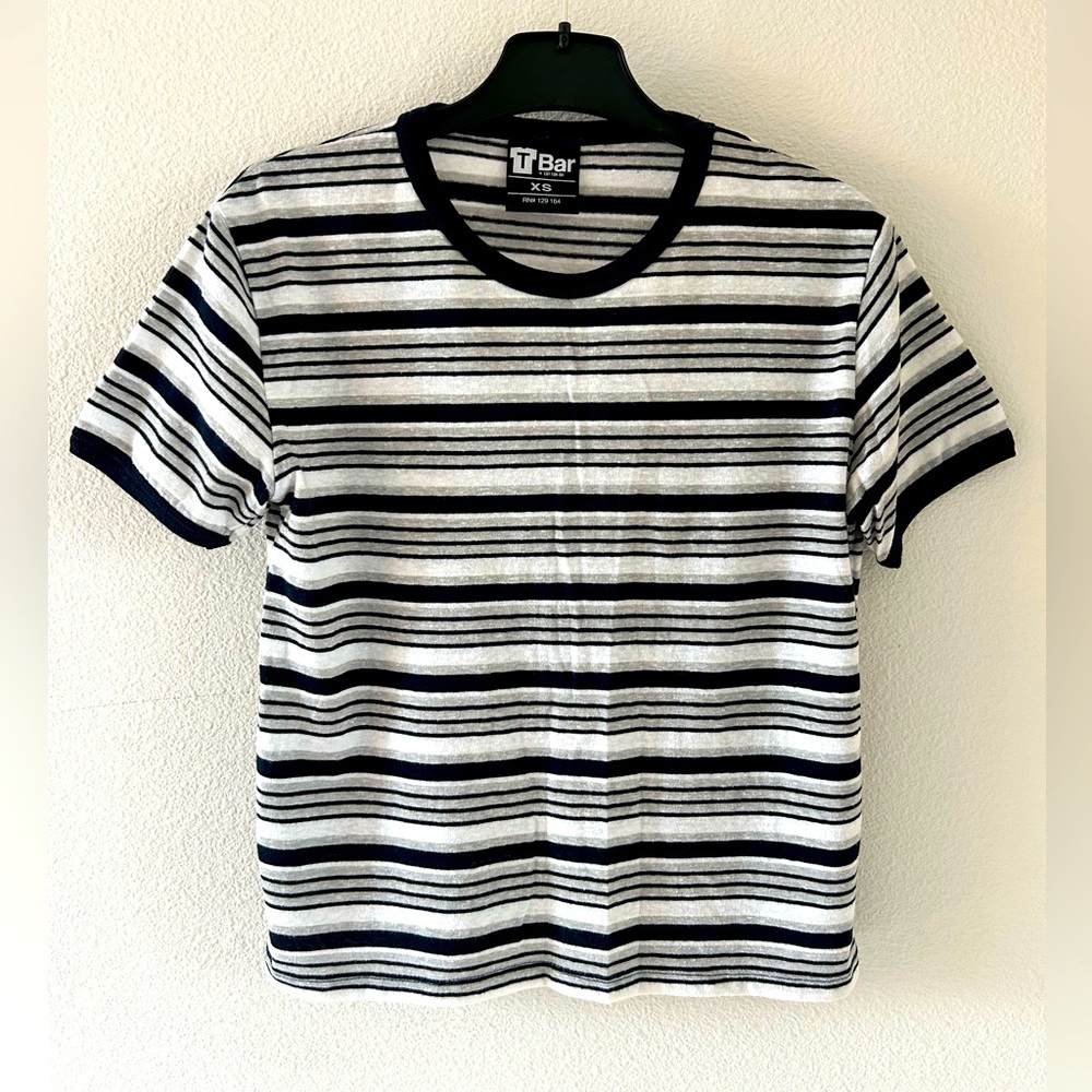 Cotton On X T Bar Women’s Striped T Shirt Dark Navy Nautical Casual Grunge
